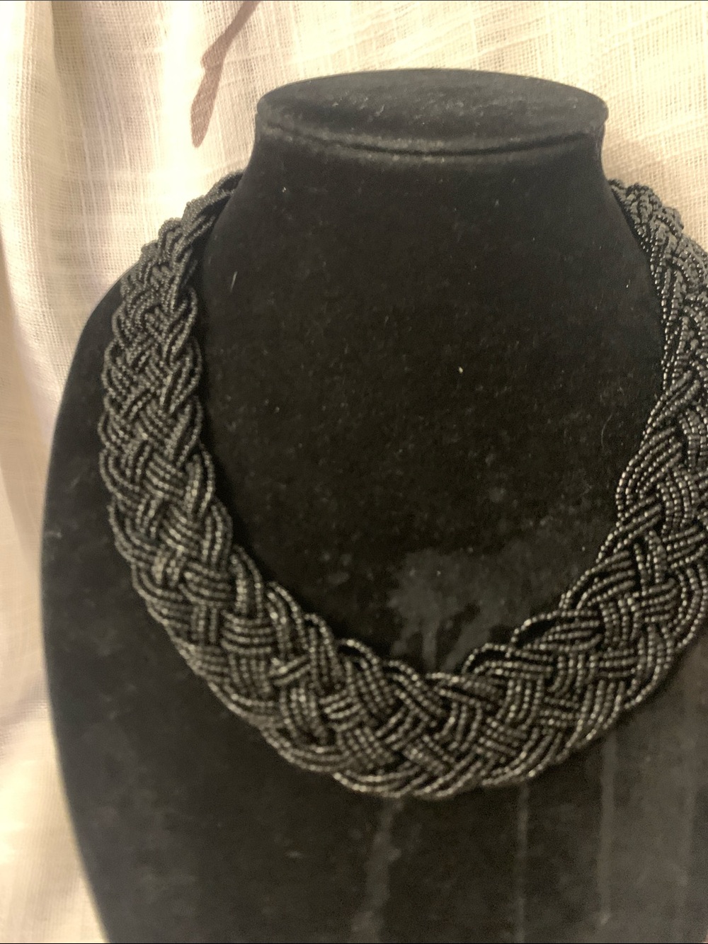Braided Seed Bead Necklace - Black